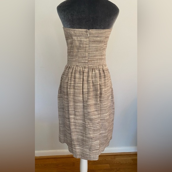 Banana Republic Linen Blend Strapless Dress with Pockets Taupe Size 4 - Picture 3 of 11